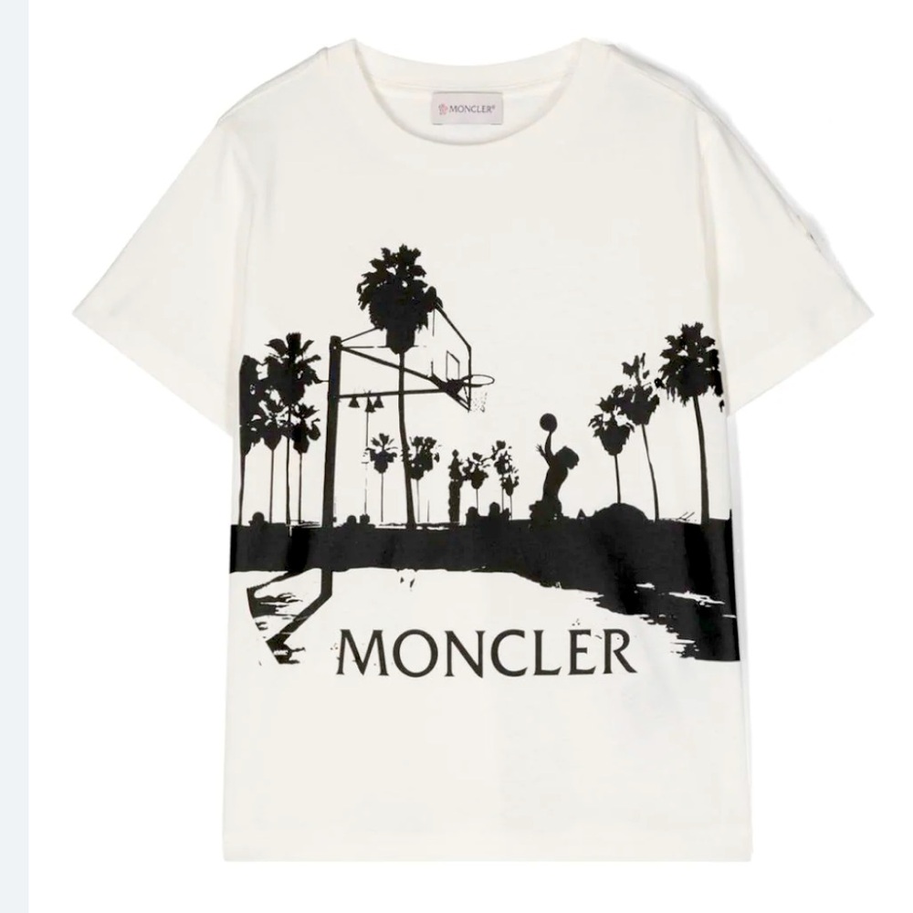 Moncler Graphic Print Cotton Tee, White, XS/S - Picture 1 of 8
